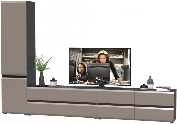 Сидней Комплектация № 127, цвет корпус: антрацит/фасады: МДФ веллюто капучино, ШхГхВ 309,8х41,3х205,2 см., универсальня сборка