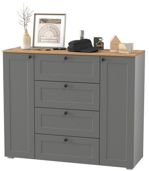 Остин 16.221 Комод, цвет серый графит/дуб крафт золотой, ШхГхВ 120х41,9х99,3 см.