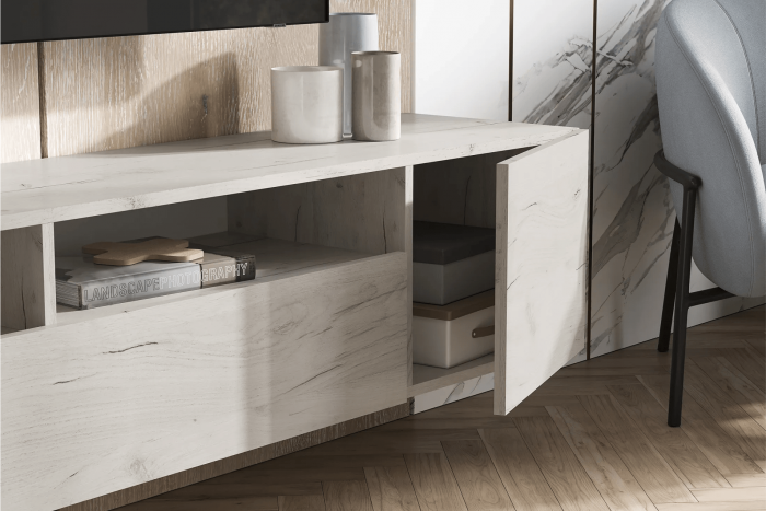 Тумба под ТВ Сити, дуб крафт белый (Дуб Крафт белый)