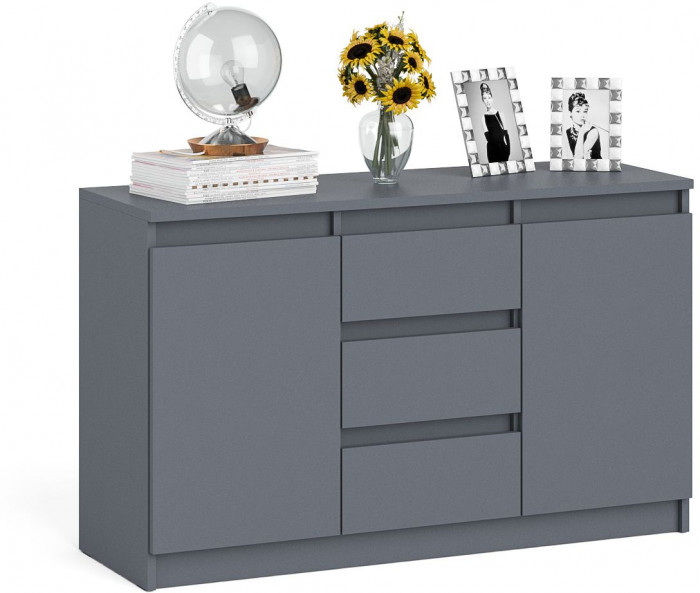 Мори Комод МК1200.3, цвет графит, ШхГхВ 120,4х41х73 см.