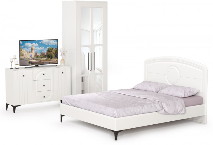 Валенсия Спальня № 17, цвет ЛДСП белый шагрень/МДФ белый шагрень, ортопед есть, сп. м. 1600х2000 мм., б/м