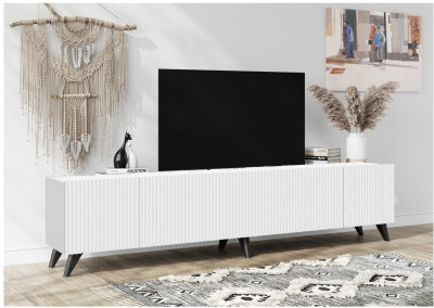 Тумба ТВ Сканди с опорами (Белый / Белый глянец)