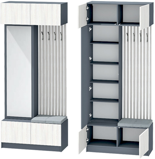 Иннэс-10 Вешалка, Графит\Ясень Анкор Св.\Зеркало