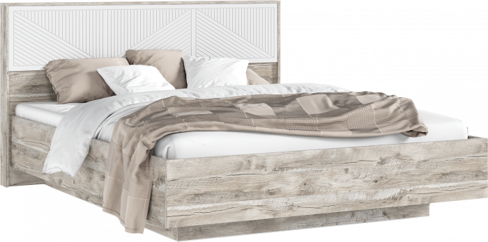 Сильвия Кровать парящая 1,6м (ортопед дерево) с подсветкой Браш Вайт/Дуб Юкон, Дуб Юкон