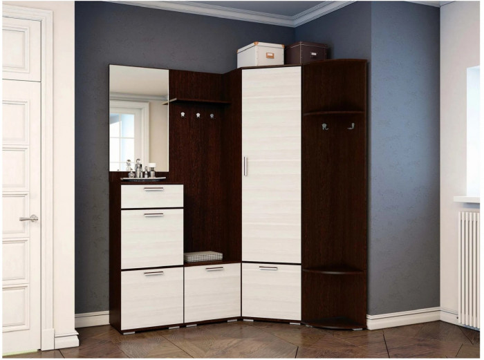 Модульная угловая прихожая Ника, композиция 2, венге/лоредо