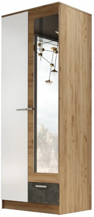 Адель Шкаф 0,8 платяной, вотан/Белый глянец