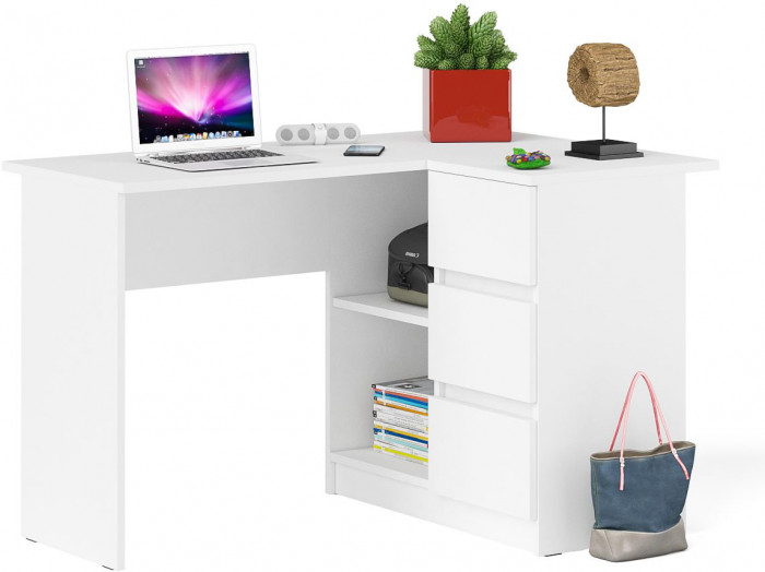 Мори Стол компьютерный МС-16 правый, цвет белый, ШхГхВ 124,4х84,9х76,6 см., выдвижные ящики справа, НЕ универсальная сборка