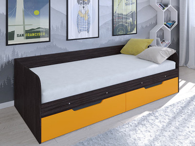 Кровать Астра одноярусная Венге/Оранжевый