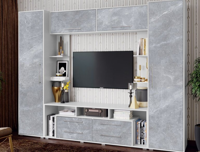 Гостиная Гармония Мрамор глянец/белый