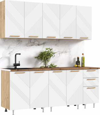 Кухня Ирис 2,0м (490), Дуб Крафт/Браш Вайт (Дуб вотан)