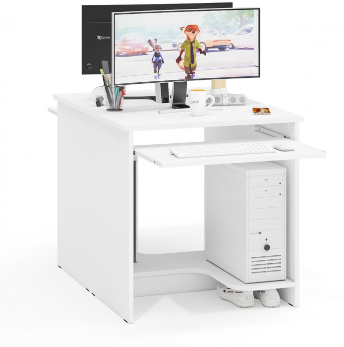 Два стола компьютерных С-МД-СК11-1, цвет белый шагрень, ШхГхВ 149,2х50х75 см., НЕ универсальная сборка