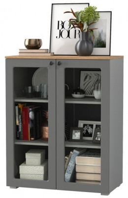 Остин 16.394.01 Шкаф-витрина(тумба), цвет серый графит/дуб крафт золотой, ШхГхВ 80х41,9х99,3 см.