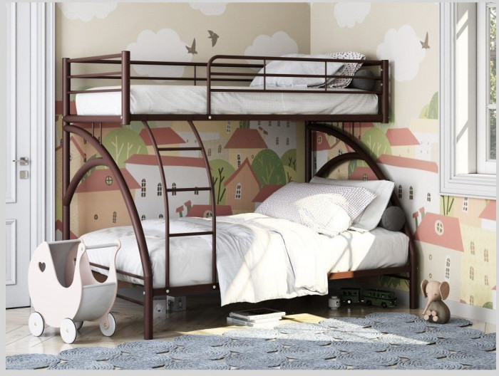 Двухъярусная кровать Виньола-2 (с укороченной лестницей) (Коричневый)