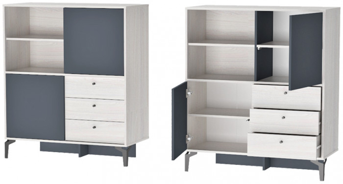 Лион Комод К-1 - Ясень Анкор Св.\Графит