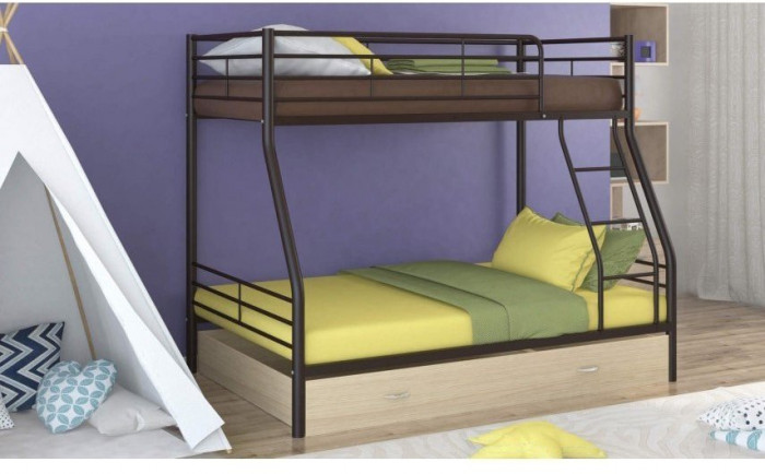 Двухъярусная кровать Гранада-2Я (Дуб Сонома, Черный)