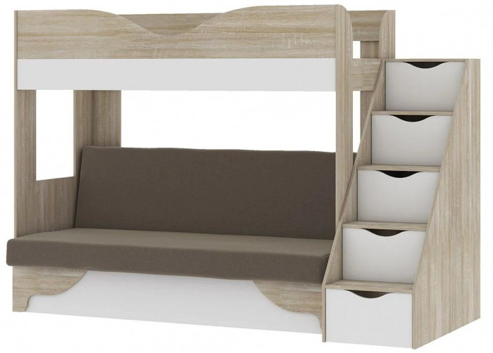 Латте 77-01 кровать-диван Дуб сонома / Аляска / Велюр Коричневый