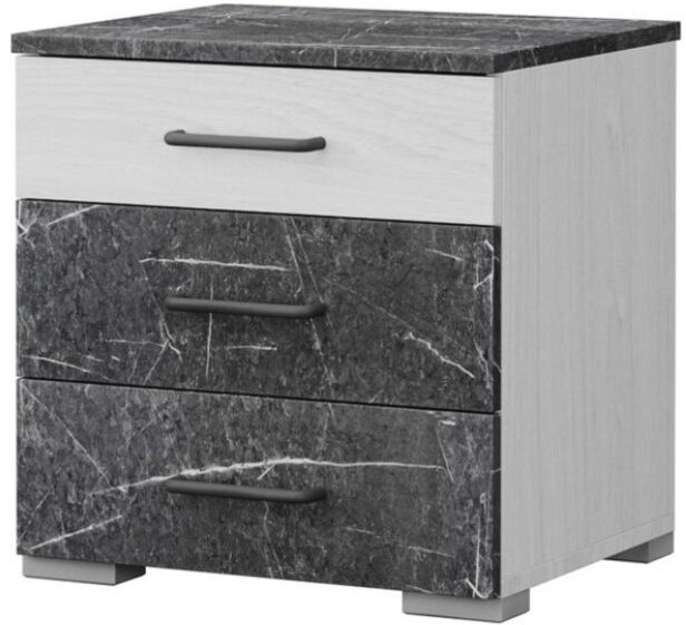 Тумба прикроватная "Теана" - Анкор светлый/МДФ мрамор дарк