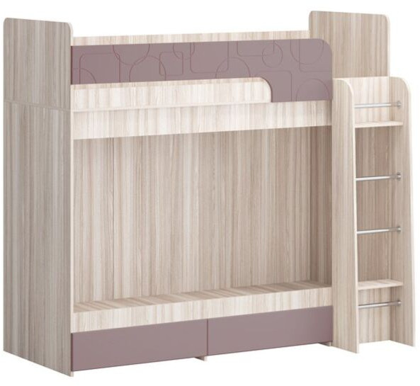 Двухъярусная кровать Бемби МДФ NEW, ясень (Ваниль матовая, Ясень шимо светлый)