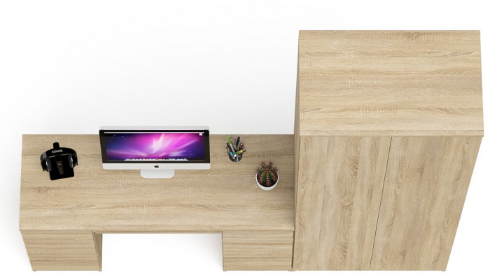 Мори Стол компьютерный МС-2 + Шкаф МШ800.1, цвет дуб сонома, ШхГхВ 215,8х50,4х209,6 см., универсальная сборка