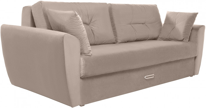 Диван-еврокнижка Амстердам Люкс, 160х195, пружинный блок, велюр бежевый