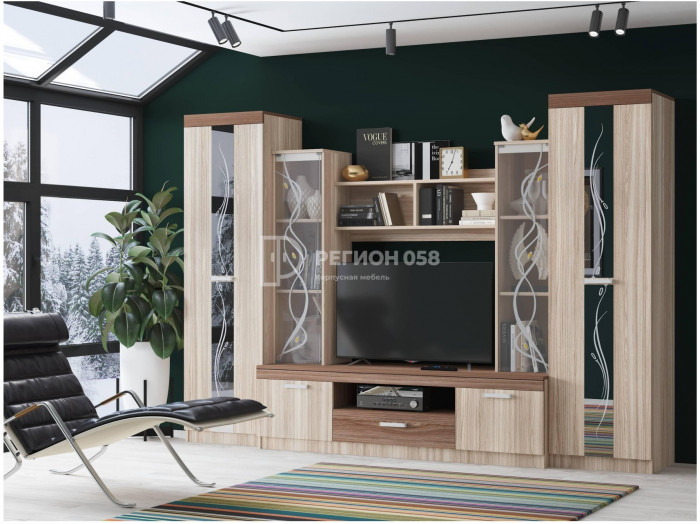 Гостиная Гамма-2 ЛДСП (Ясень шимо темный / светлый)