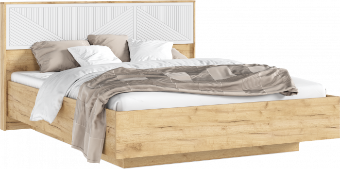 Сильвия Кровать парящая 1,6м (ортопед металл) с подсветкой Браш Вайт/Дуб Крафт, Дуб Крафт