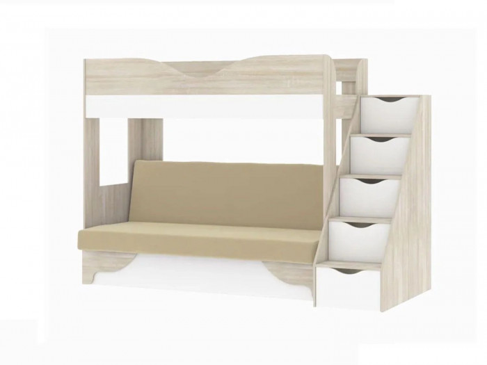 Латте 77-01 кровать-диван Дуб сонома / Аляска / Велюр Кремовый