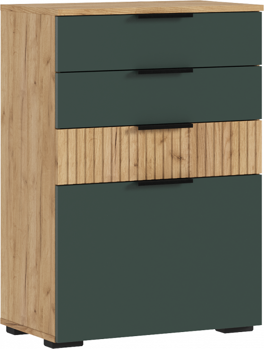 Комод 600, Дуб крафт/Изумрудный