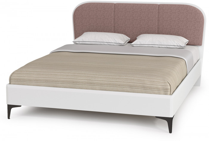 Валенсия Спальня № 32, цвет ЛДСП белый шагрень/МДФ белый шагрень/ткань велутто 19, ортопед есть, сп. м. 1600х2000 мм., б/м