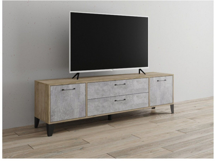 Тумба ТВ Парус-13 дуб крафт серый/цемент