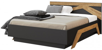Кровать КИНГ-САЙЗ 180х200 "Скандинавия" с подъемным основанием - Антрацит/Дуб наварра
