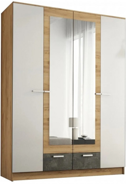 Адель Шкаф 1,6 + полки, вотан/Белый глянец