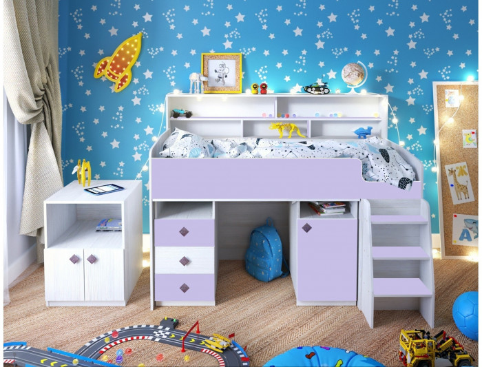 Кровать-чердак Малыш 5 (Винтерберг/Ирис)