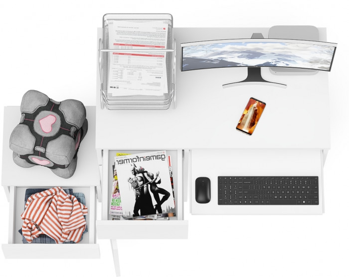 Мори Стол компьютерный МС-1 левый + Тумба ТМП400.1, цвет белый, ШхГхВ 130,4х50х76,6 см., выдвижной ящик слева, НЕ универсальная сборка