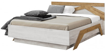 Кровать КИНГ-САЙЗ 180х200 "Скандинавия" с подъемным основанием - Бетон пайн светлый/Дуб наварра