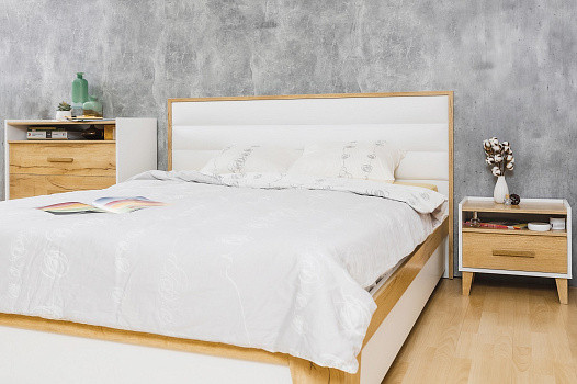 Кровать с ортопедическим основанием (металл) Айрис 306 Люкс 180х200, дуб