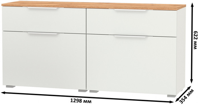 Октава 16.127 Тумба для обуви + 16.127 Тумба для обуви, цвет белый шагрень/дуб крафт золотой/фасады МДФ белый шагрень, ШхГхВ 129,8х35,4х62,2 см.