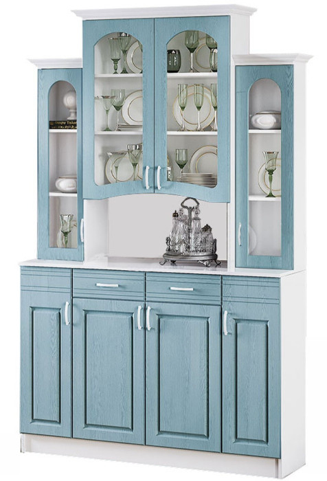 Буфет Констанция 4-х створчатый (Белый матовый / Джинс)