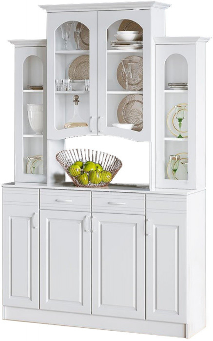 Буфет Констанция 4-х створчатый (Белый матовый / Джинс)