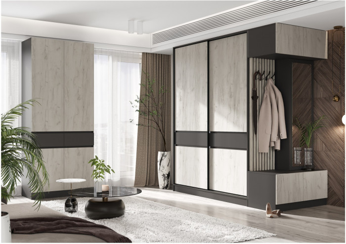 Модульная прихожая, комп.4 (Крафт белый, Графит)