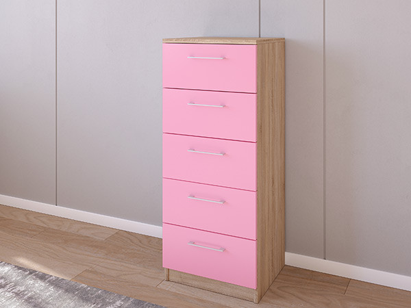 Комод 02/23 45х40х110 Сонома/Розовый