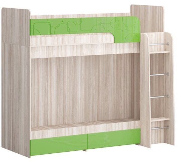 Двухъярусная кровать Бемби МДФ NEW, ясень (Цитрус глянец, Ясень шимо светлый)