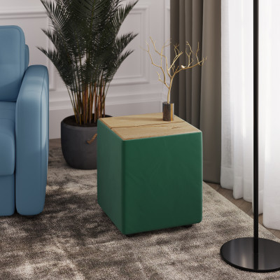 Пуфик "Стивен", Изумруд/МДФ дуб канадский