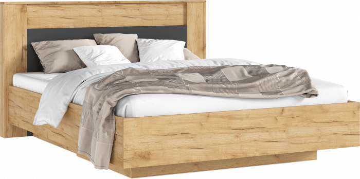 Остин Кровать парящая 160 с ортопедом дерево с подсветкой, дуб крафт/графит