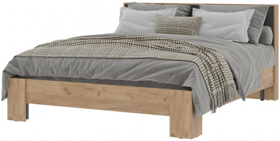 Хелен КР 03 Кровать 1.6х2.0 (1,670х0,928х2,114) серый графит/дуб крафт золото