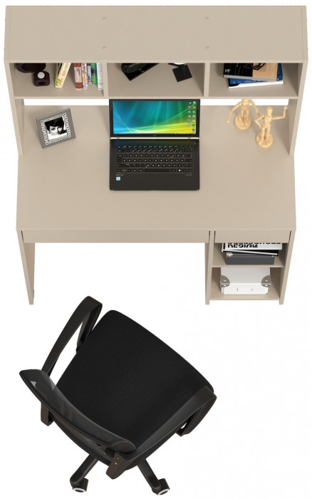 Стол компьютерный Комфорт 12.77F + кресло 103 чёрное, цвет сатин, ШхГхВ 100х49,8х147 см., универсальная сборка