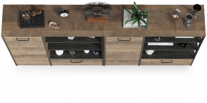 Трувор 13.307.01 Комод + 13.307.01 Комод, цвет дуб гранж песочный/интра, ШхГхВ 218х36,9х106,9 см., универсальная сборка