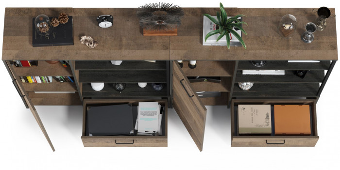 Трувор 13.307.01 Комод + 13.307.01 Комод, цвет дуб гранж песочный/интра, ШхГхВ 218х36,9х106,9 см., универсальная сборка