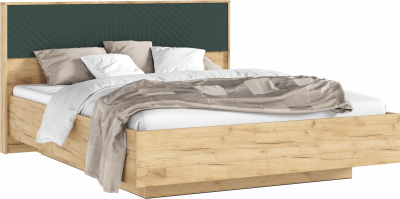 Флэш Кровать парящая 160 с ортопедом дерево, крафт золотой/браш грин