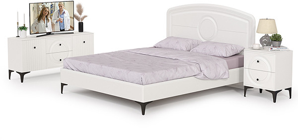 Валенсия Спальня № 39, цвет ЛДСП белый шагрень/МДФ белый шагрень, ортопед есть, сп. м. 1600х2000 мм., б/м